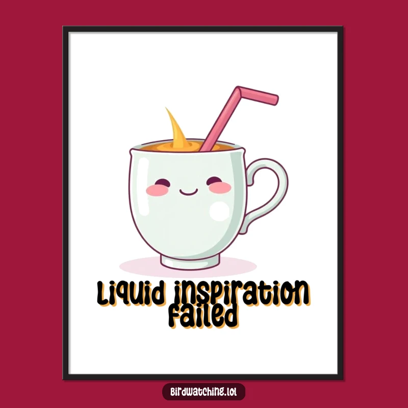 Funny Teacup Spill Poster - Dramatic Drinkware Art Gift