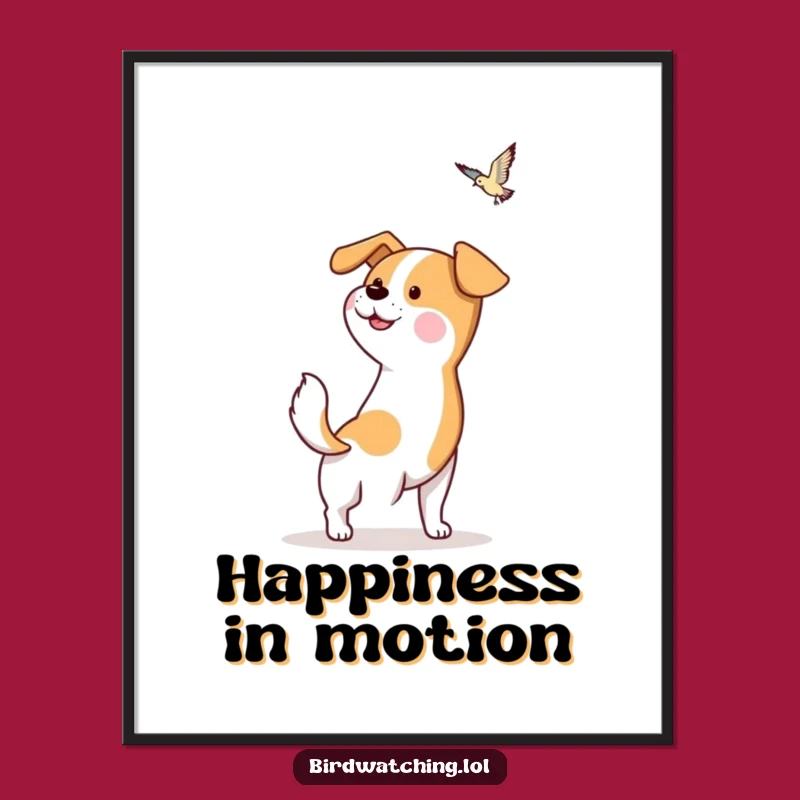 Funny Dog Poster: Hopeful Tail Wag, Quirky Wall Art, Unique Funny Gift Decor