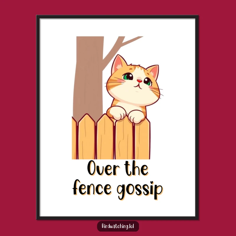 Funny Surprised Cat Neck Stretch Poster - Quirky Wall Art Gift
