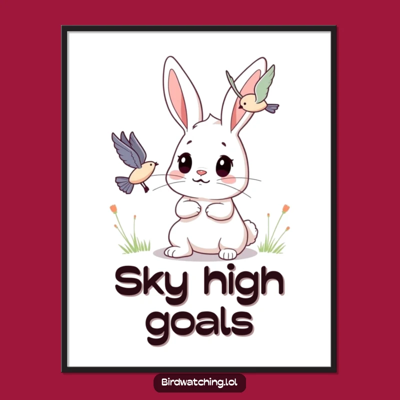 Funny Bunny Poster: Determined Observer, Quirky Wall Art, Unique Funny Gift Decor