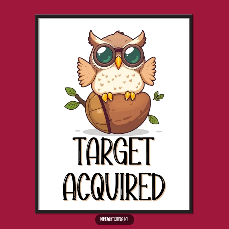 Funny Owl Binocular Crash Poster - Hilarious Wildlife Art Gift