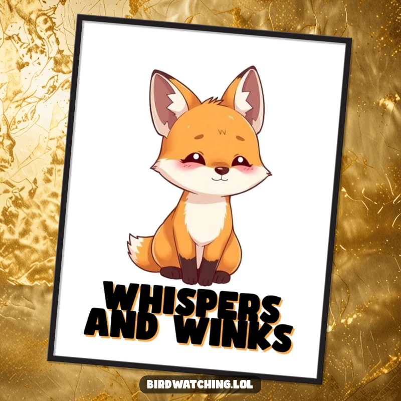 Funny playful fox poster showing a curious fox tilting its head, listening intently with a thoughtful expression, for wall decor.