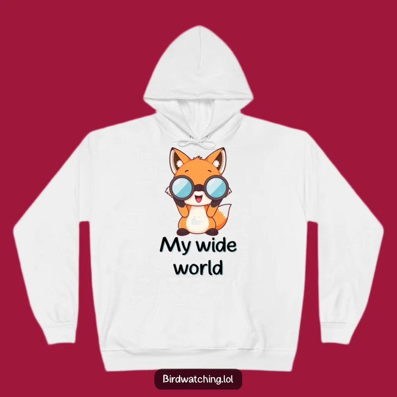 Cozy Funny Fox Hoodie: Adventurous Comfort, Oversized Binoculars, Ultimate Outdoor Gift!