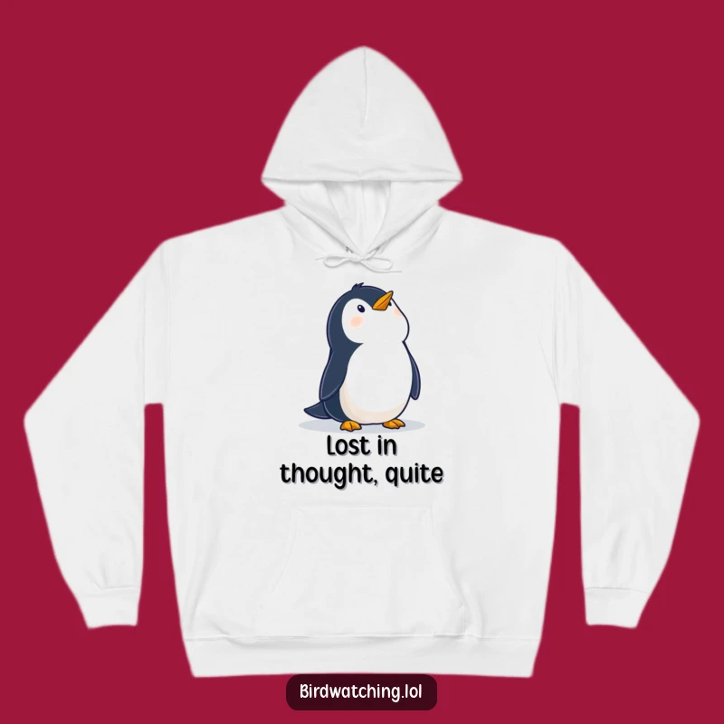 Cozy Funny Penguin Hoodie, Warm Sky Gazer Apparel, Perfect Gift