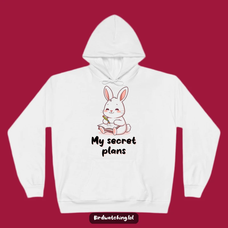Funny Cheerful Rabbit Hoodie, Cozy Journaling Sweatshirt, Writer's Gift