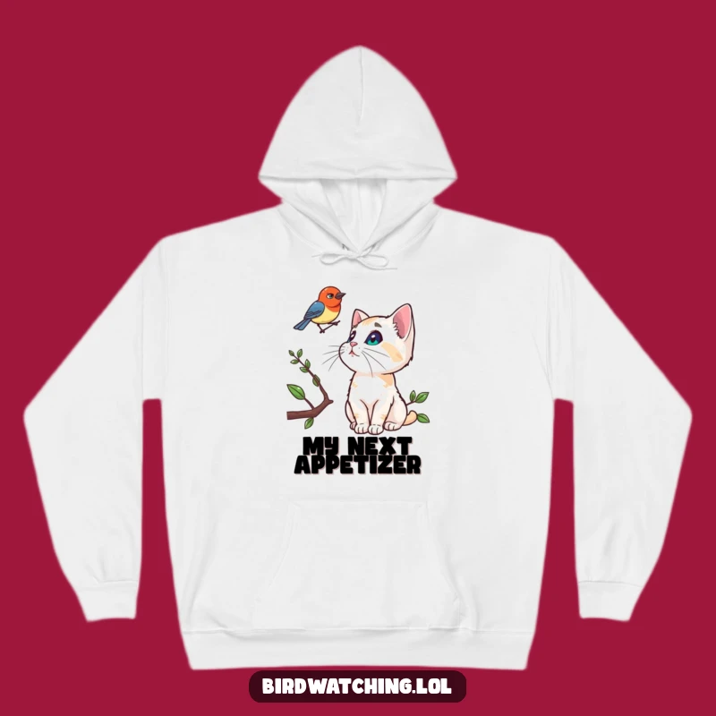 Funny Curious Cat Hoodie, Cozy Bird Watching Sweatshirt, Cat Lover Gift