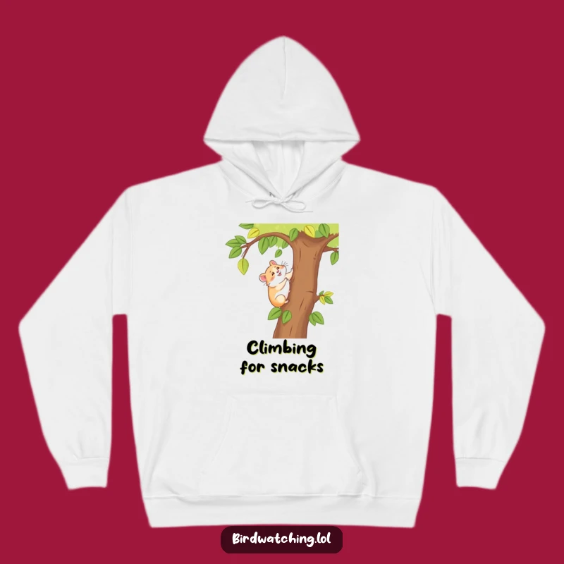 Funny Happy Hamster Hoodie: Cozy Tree Climber Sweatshirt for Warm Joy