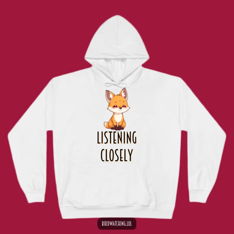 Funny Playful Fox Hoodie: Cozy Listening Intently Sweatshirt, Gift