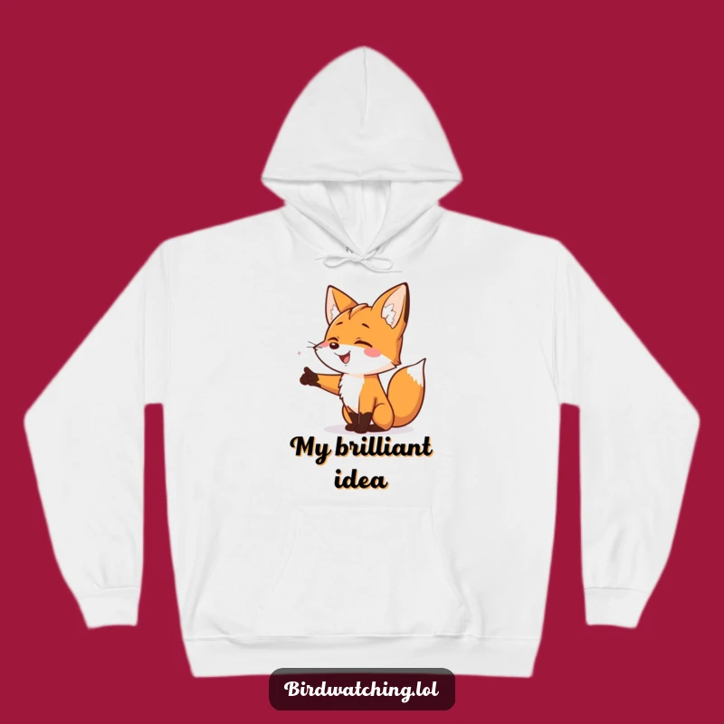 Funny Smiling Fox Hoodie: Cozy Excitement Pointing Sweatshirt