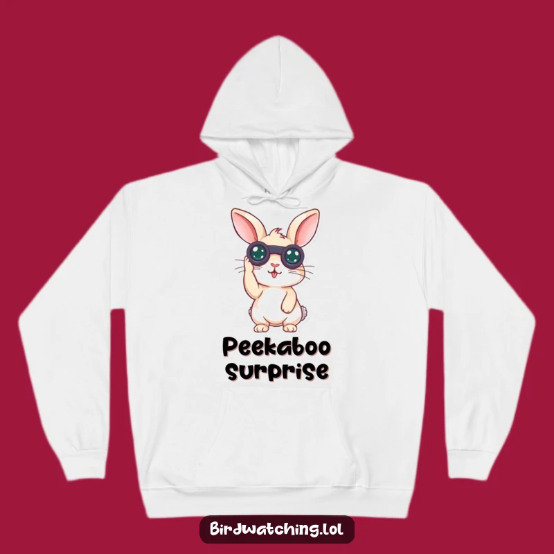 Funny Surprised Rabbit Hoodie: Cozy Curious Binoculars Sweatshirt, Gift