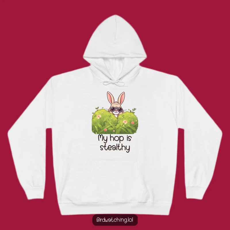 Funny Curious Rabbit Hoodie: Cozy Binocular Bush Peeker Sweatshirt