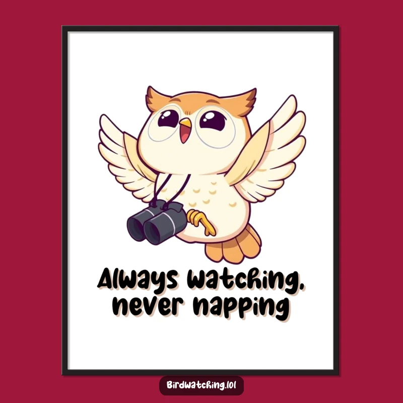Funny Free Printable Wall Art: Owl with Binoculars, Quirky Downloadable Home Decor!