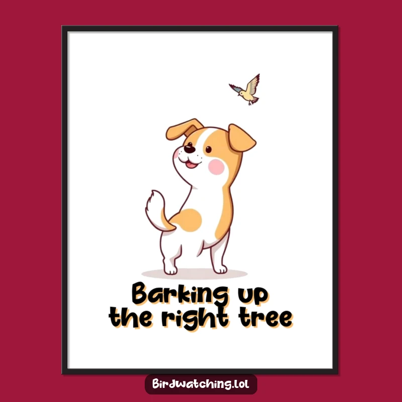 Free Printable Wall Art: Hopeful Dog and Bird, Cheerful Downloadable Decor