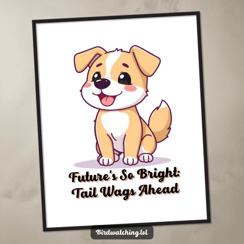 Funny Free Printable Dog Wall Art: A beaming dog wags tail scanning horizon, bringing optimism and joy to home decor.