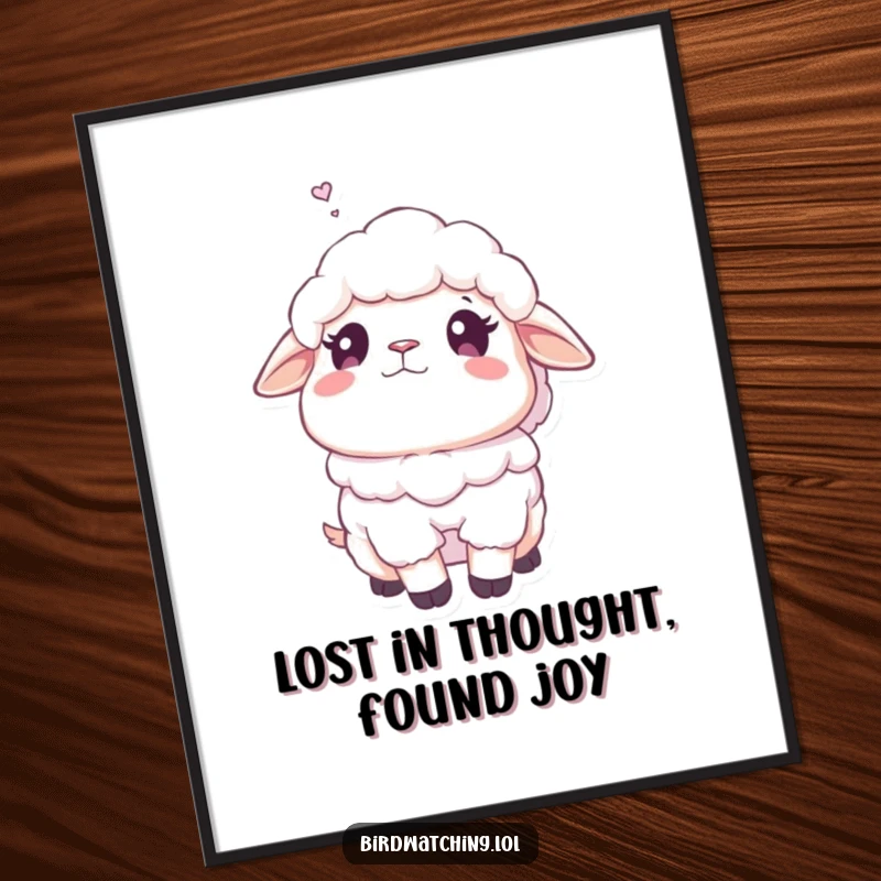 Funny Free Printable Wall Art: A fluffy sheep gazing upwards dreamily, creating a peaceful and whimsical atmosphere.