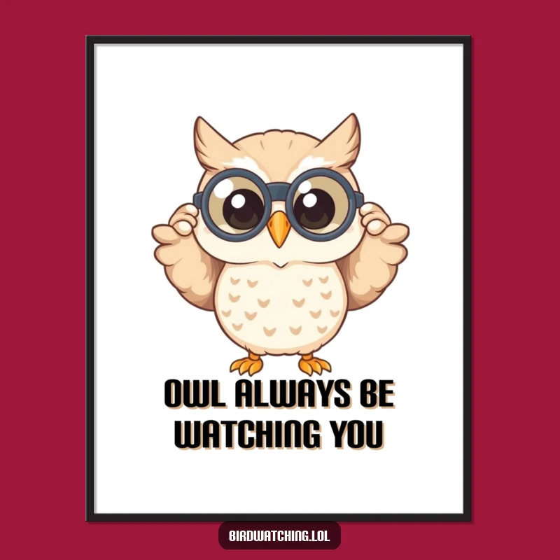 Free Printable Wall Art: Happy Owl Spotter - Whimsical Downloadable Art for a Cheerful Space