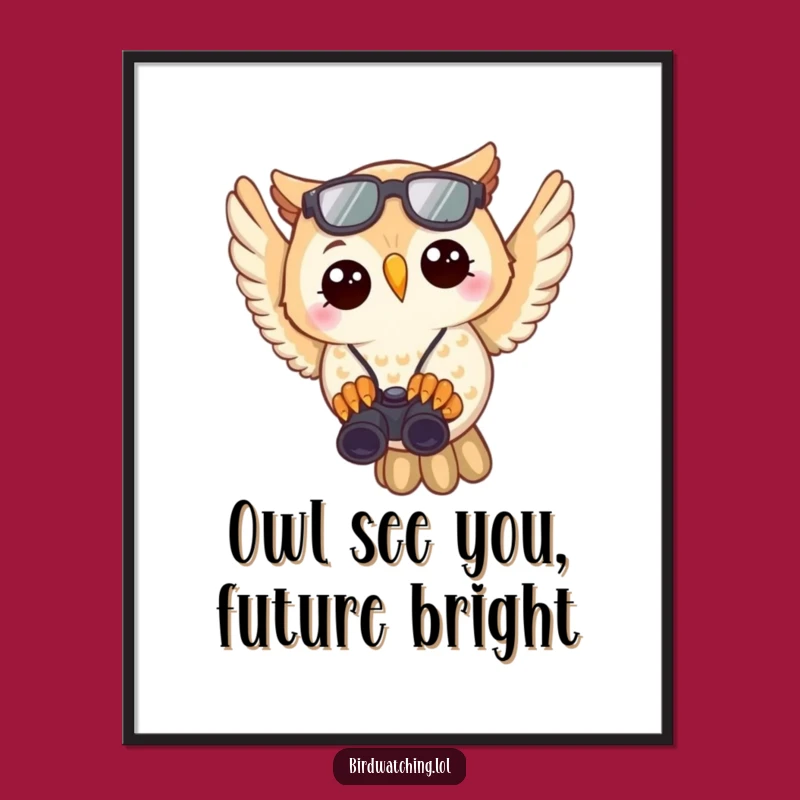Funny Free Printable Wall Art: Owl with Binoculars - Quirky Downloadable Decor