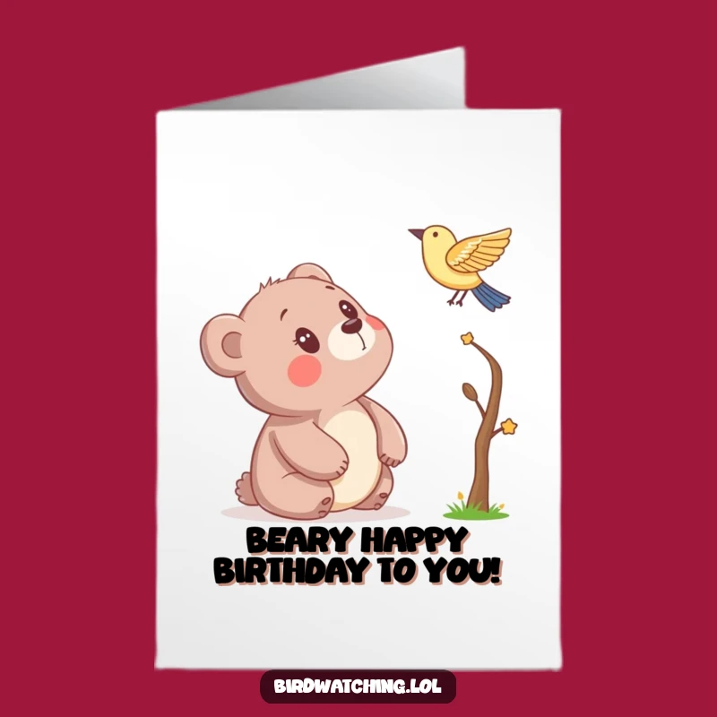 Free Printable Funny Bear Birthday Card: Curious Cub Wondering About Cake, Downloadable Greeting