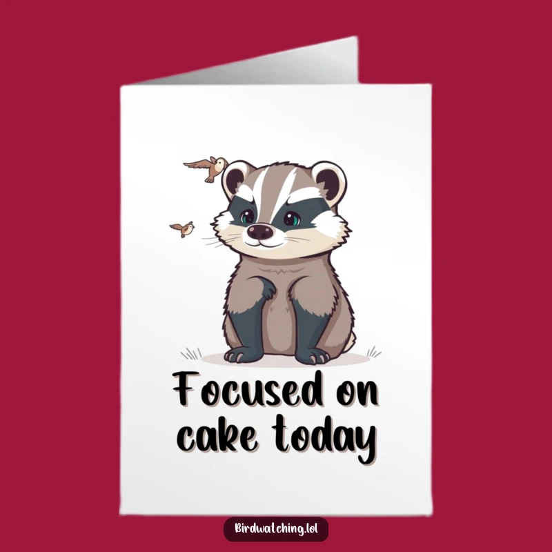 Free Printable Birthday Card: Determined Badger, Funny Focused Downloadable Gift