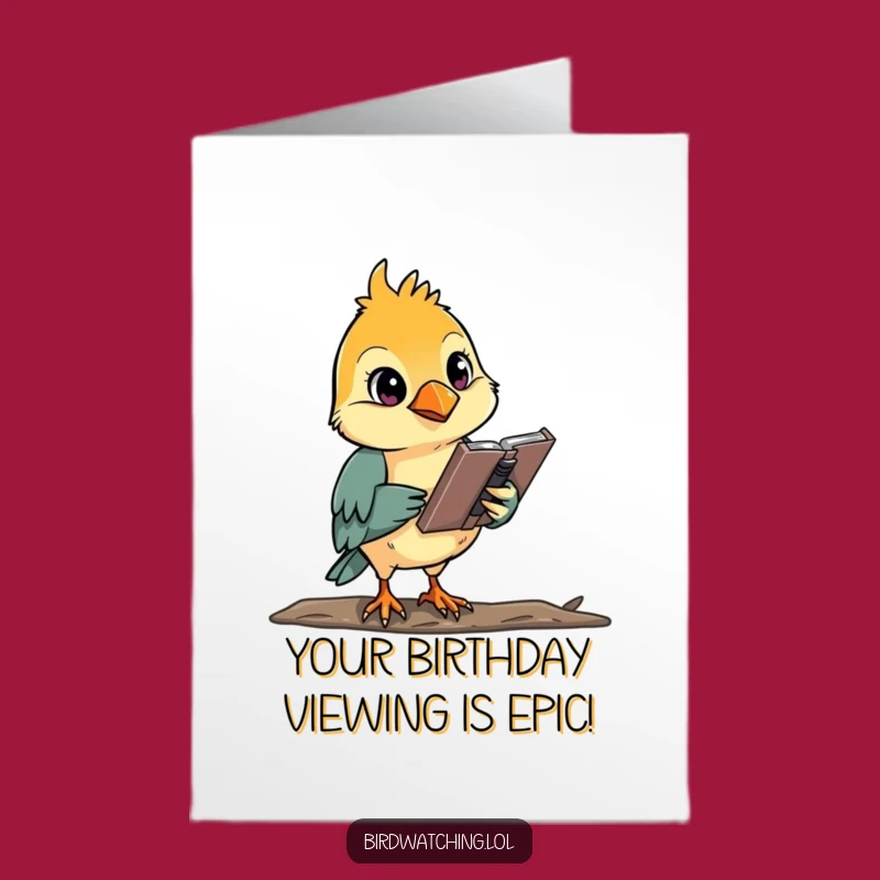 Free Printable Birthday Card: Focused Bird Watcher, Downloadable Humorous Gift!