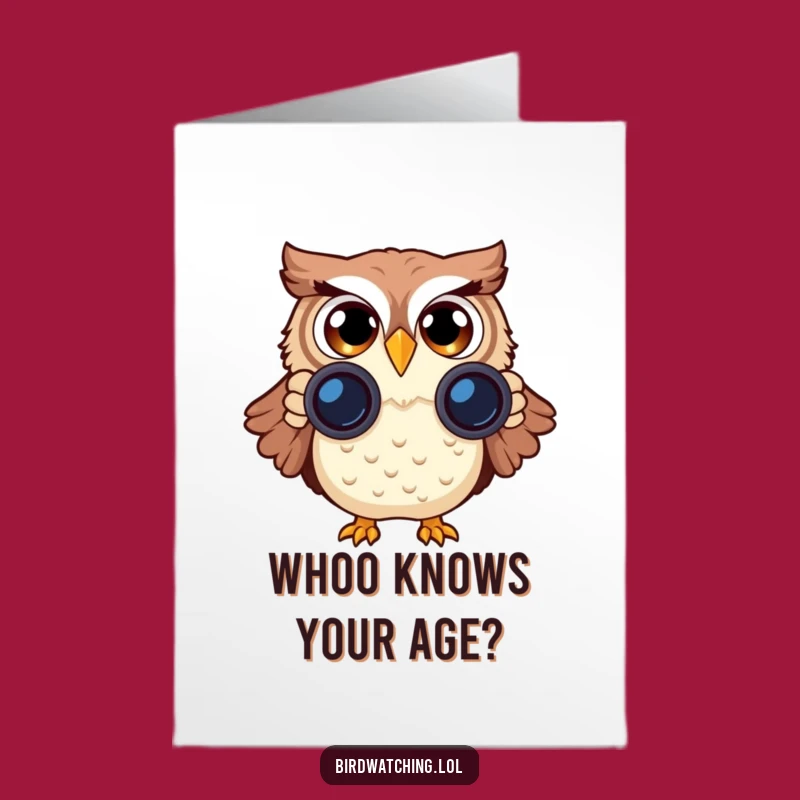 Free Printable Birthday Card: Funny Surprised Owl Binoculars Downloadable Gift