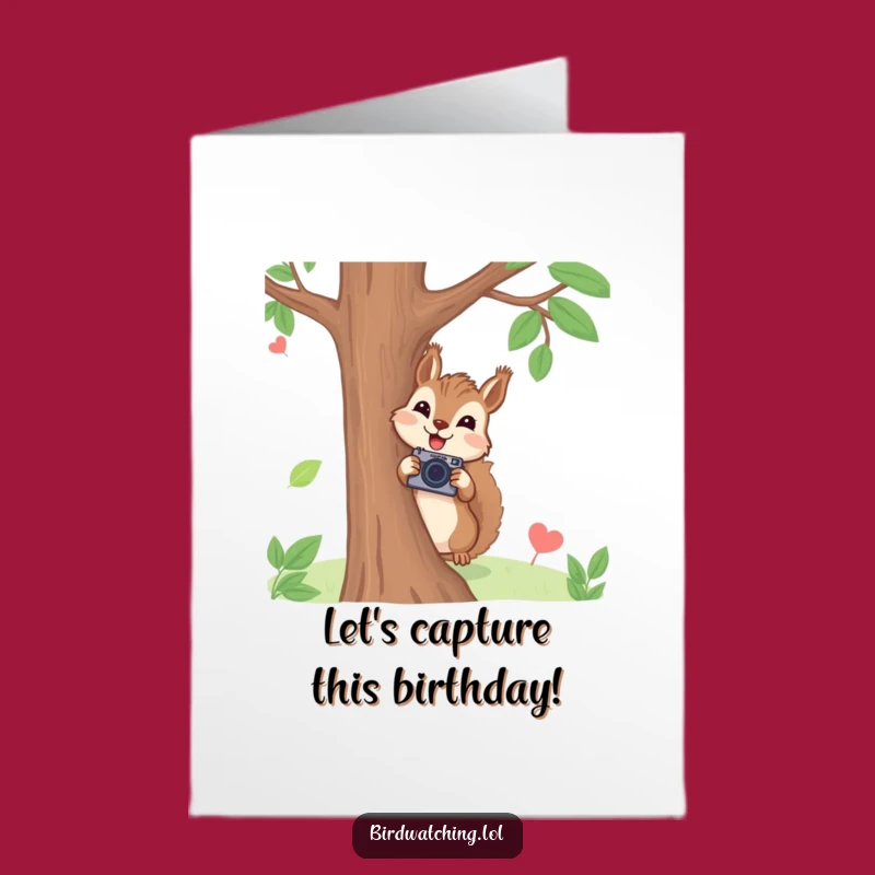 Free Printable Birthday Card Joyful Squirrel Camera Tree Downloadable