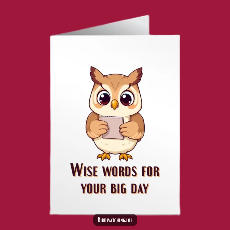 Free Printable Birthday Card: Proud Owl with Notepad, Funny Owl Downloadable Gift