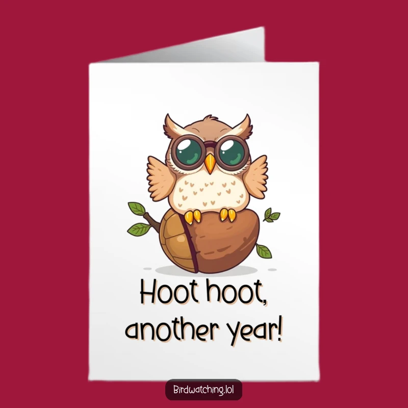 Free Printable Funny Owl Birthday Card: Hilarious Binocular Blunder Downloadable Card