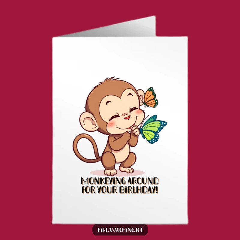 Free Printable Monkey Birthday Card - Funny Downloadable Greeting for Fun Lovers