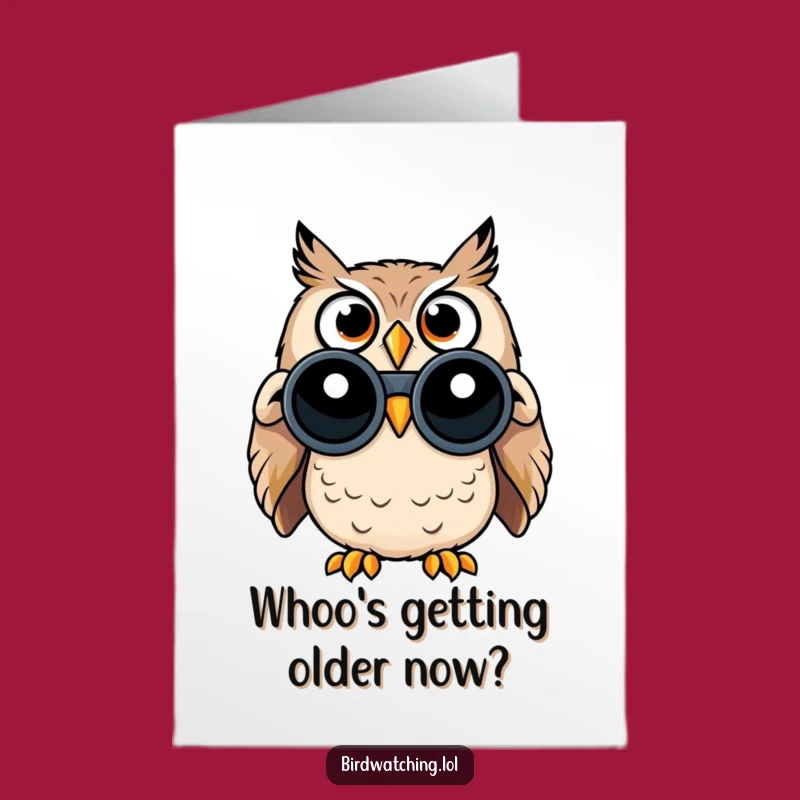 Free Printable Surprised Owl Binoculars Funny Birthday Card - Downloadable Gift