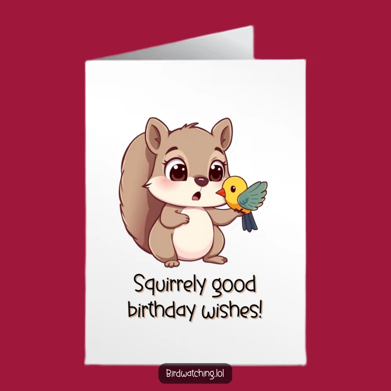 Free Printable Birthday Card: Surprised Squirrel Sees Fun - Downloadable for a Wild Celebration