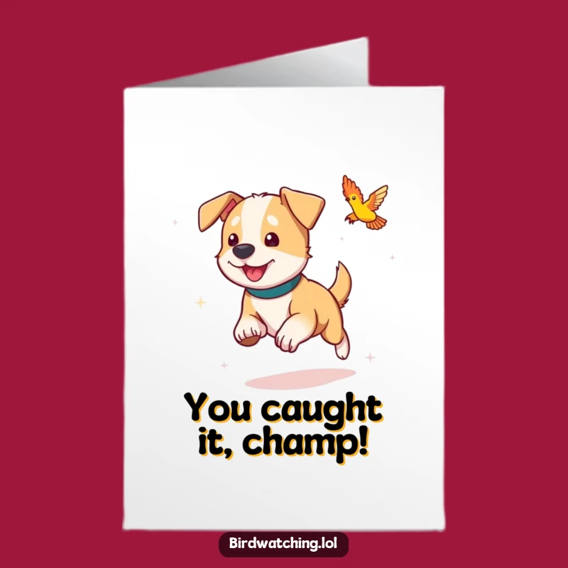 Free Printable Congrats Card: Dog's Joyful Pursuit, Celebrating Wins Downloadable Fun!
