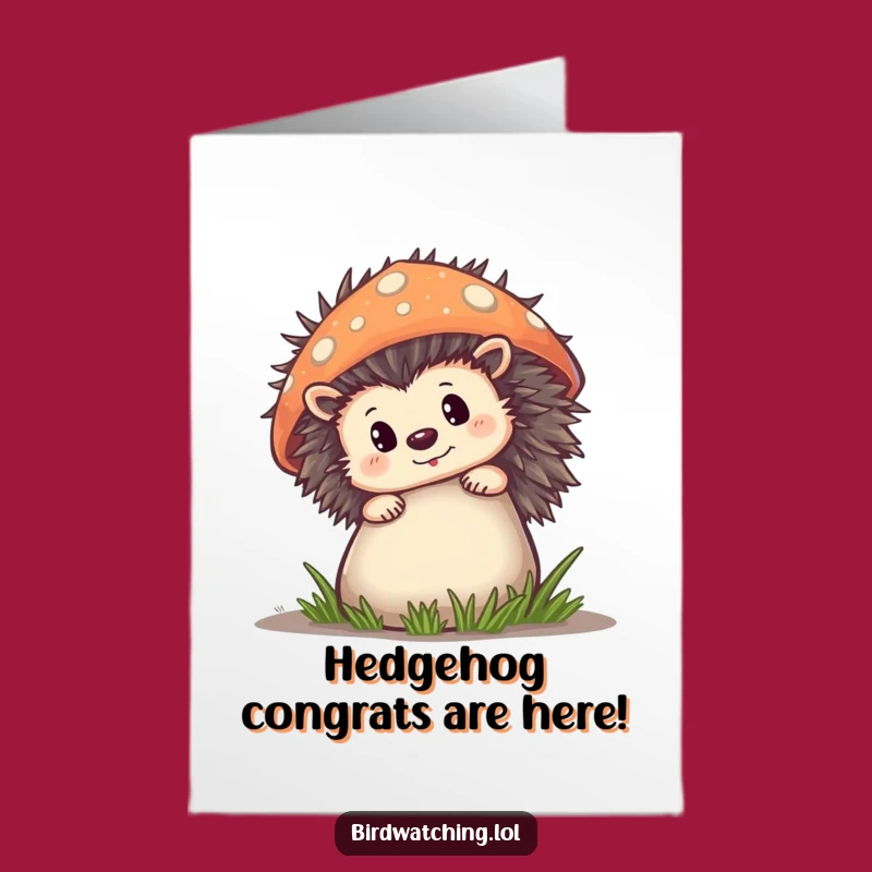 Free Printable Congrats Card: Hedgehog Peek! Instant Downloadable Greeting for Special Achievements.