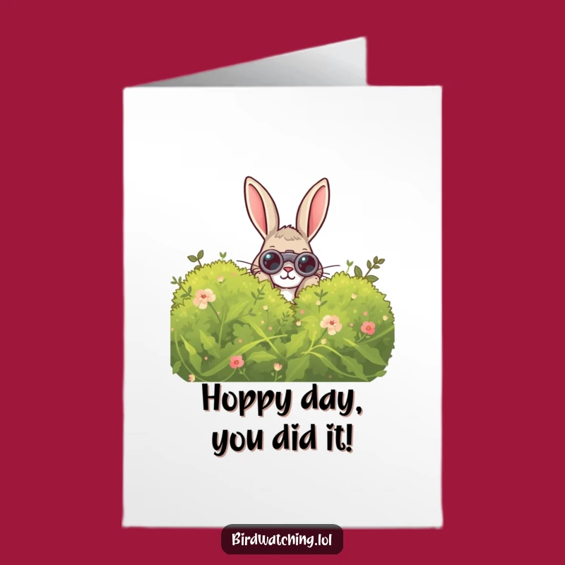 Free Printable Congrats Card: Rabbit Binoculars Downloadable Gift for Exciting News