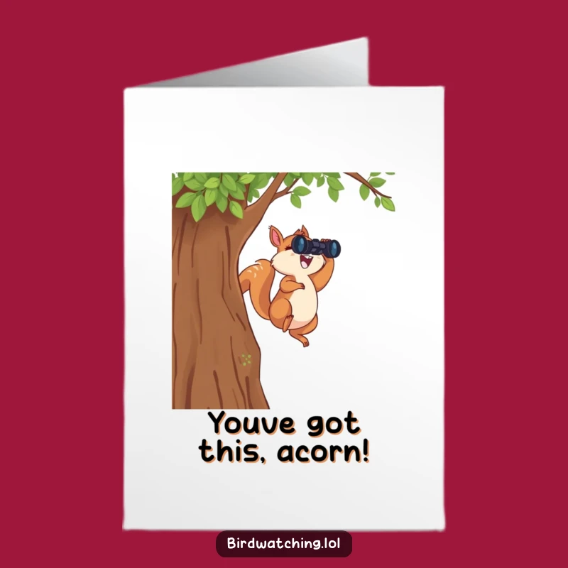 Free Printable Congrats Card: Leaping Squirrel Binoculars Downloadable Gift for Success