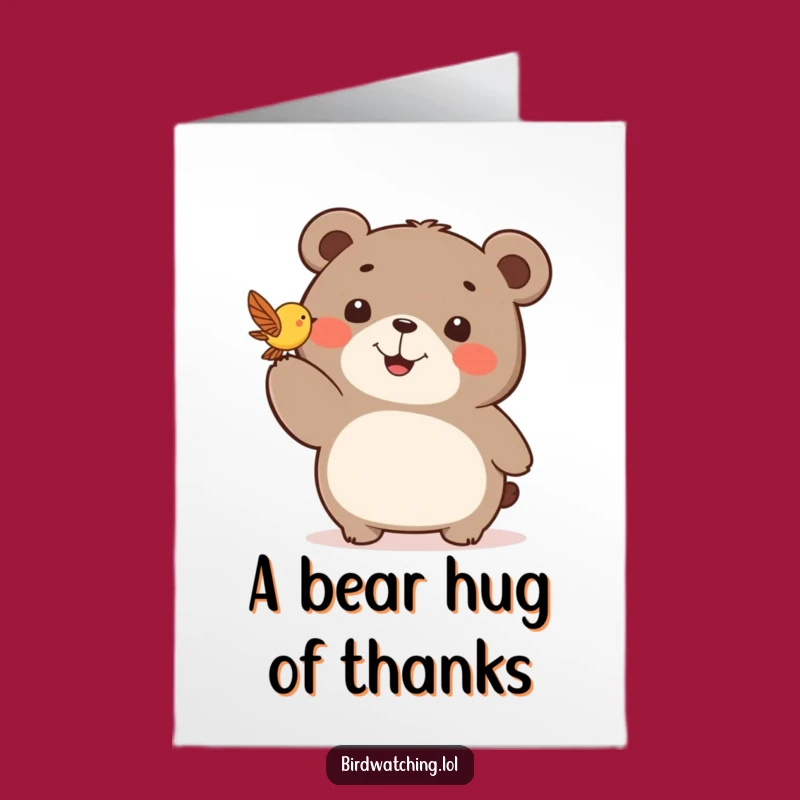 Free Printable Thank You Bear Card - Excited Bird Pointing Funny Downloadable Gift