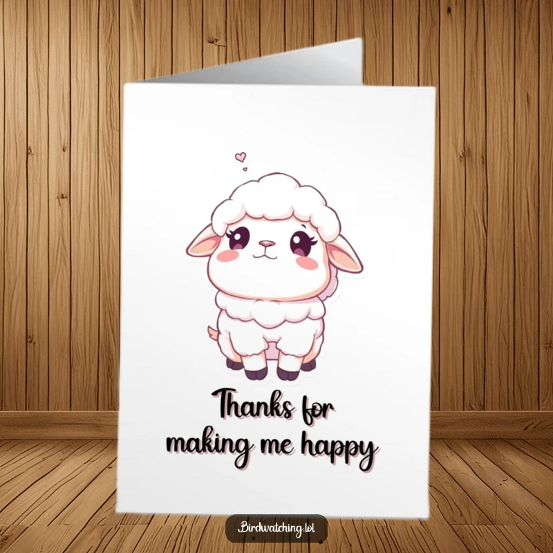 Funny Free Printable Thank You Card: A fluffy sheep gazes dreamily, conveying heartfelt thanks with a gentle smile.