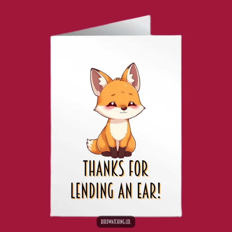 Free Printable Thank You Card: Fox Listens Intently to Your Thanks