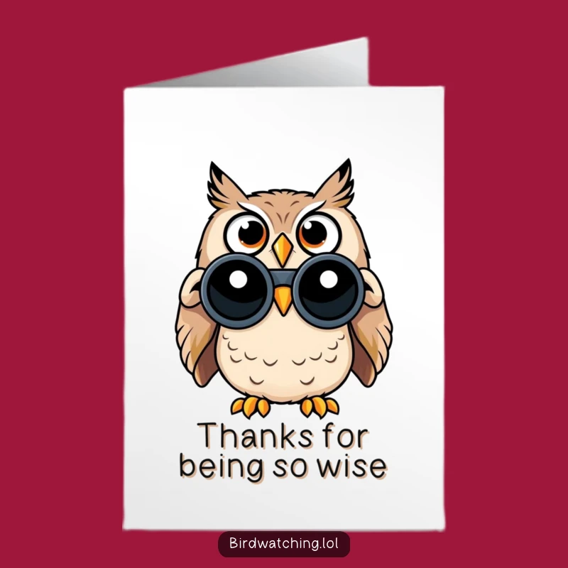 Free Printable Thank You Owl Card - Funny Surprised Binoculars Downloadable Gift