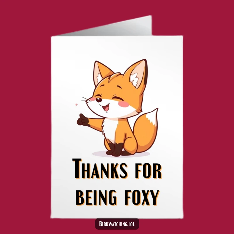 Free Printable Thank You Card: Excited Fox Points Downloadable Gift of Gratitude