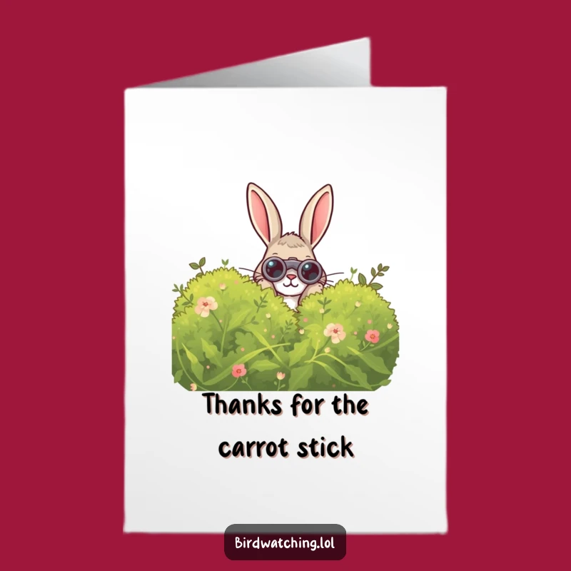 Free Printable Thank You Card: Rabbit Binoculars Downloadable Gift of Thanks