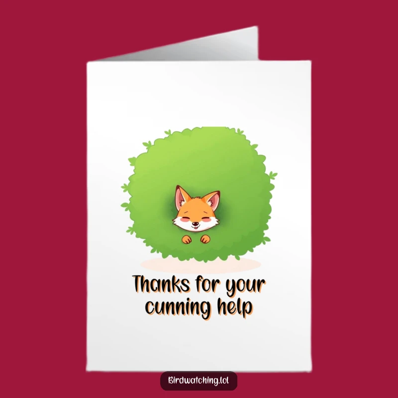 Free Printable Thank You Fox Card - Giggling Bush Peek Funny Downloadable Gift