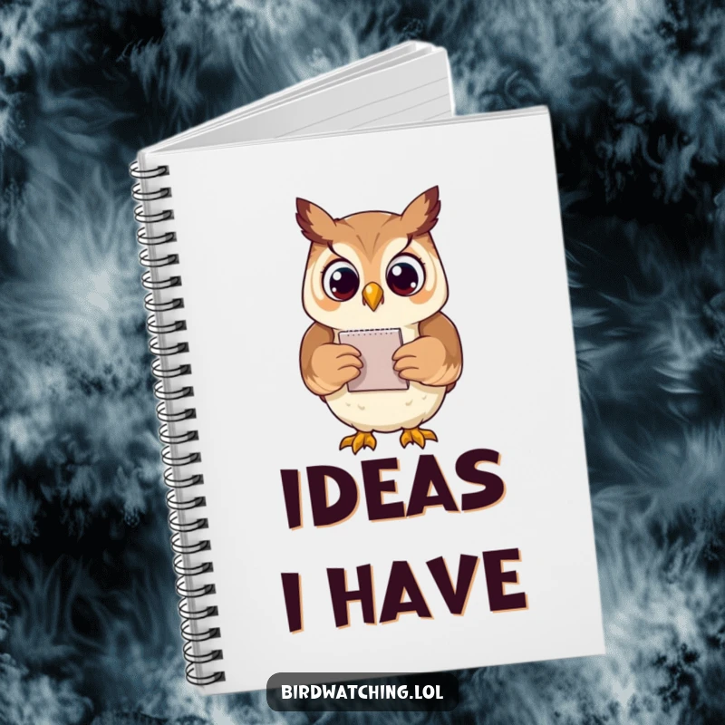 Funny proud owl notebook cover with an owl holding a notepad, designed for jotting down funny thoughts and brilliant ideas.