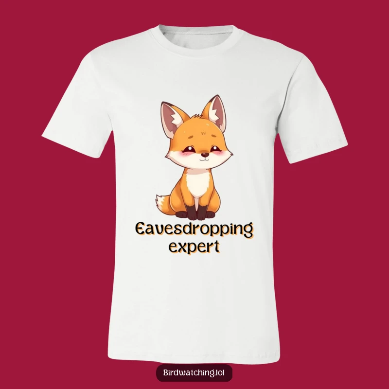 Funny Playful Fox T-Shirt: Listening Intently Tee for Smart Casual