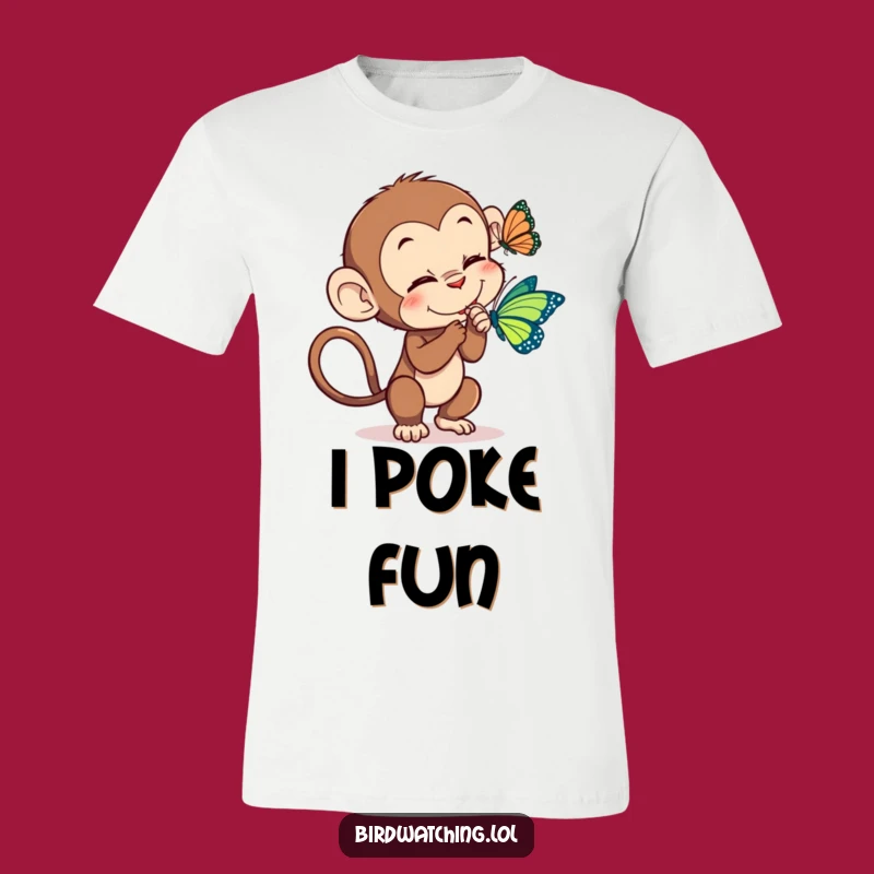 Funny Monkey Tickle T-Shirt: Playful Primate Butterfly Joke Tee for Laughter