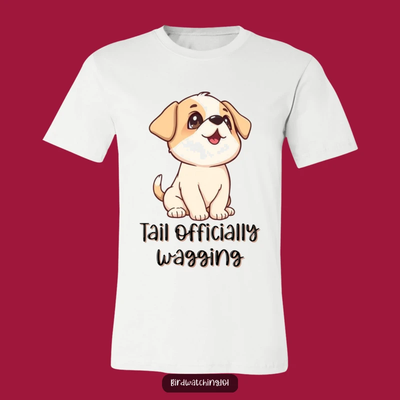 Funny Playful Puppy T-Shirt: Joyful Wagging Tail Graphic Tee