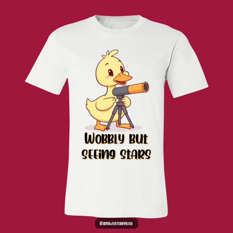 Funny Wobbly Duck Telescope T-Shirt: Hilarious Bird Watching Tee Gift!