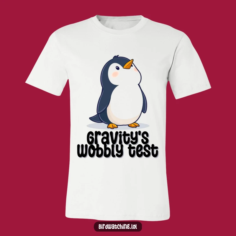 Funny Wobbly Penguin Sky T-Shirt, Adorable Bird Watching Tee, Perfect Gift