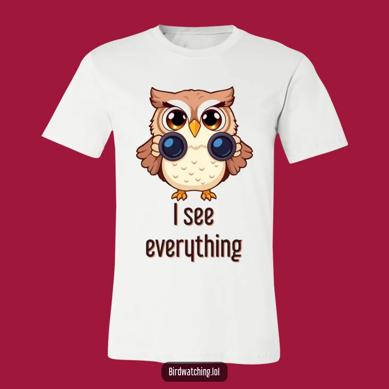 Funny Surprised Owl T-Shirt: Hilarious Binocular Bird Watching Graphic Tee