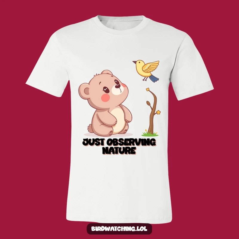 Funny Bear Curious About Bird T-Shirt - A Humorous Nature Tee Gift